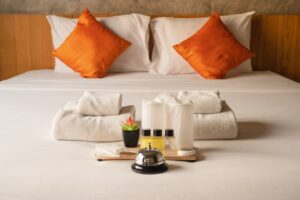 Guest Amenities On Hotel Bed
